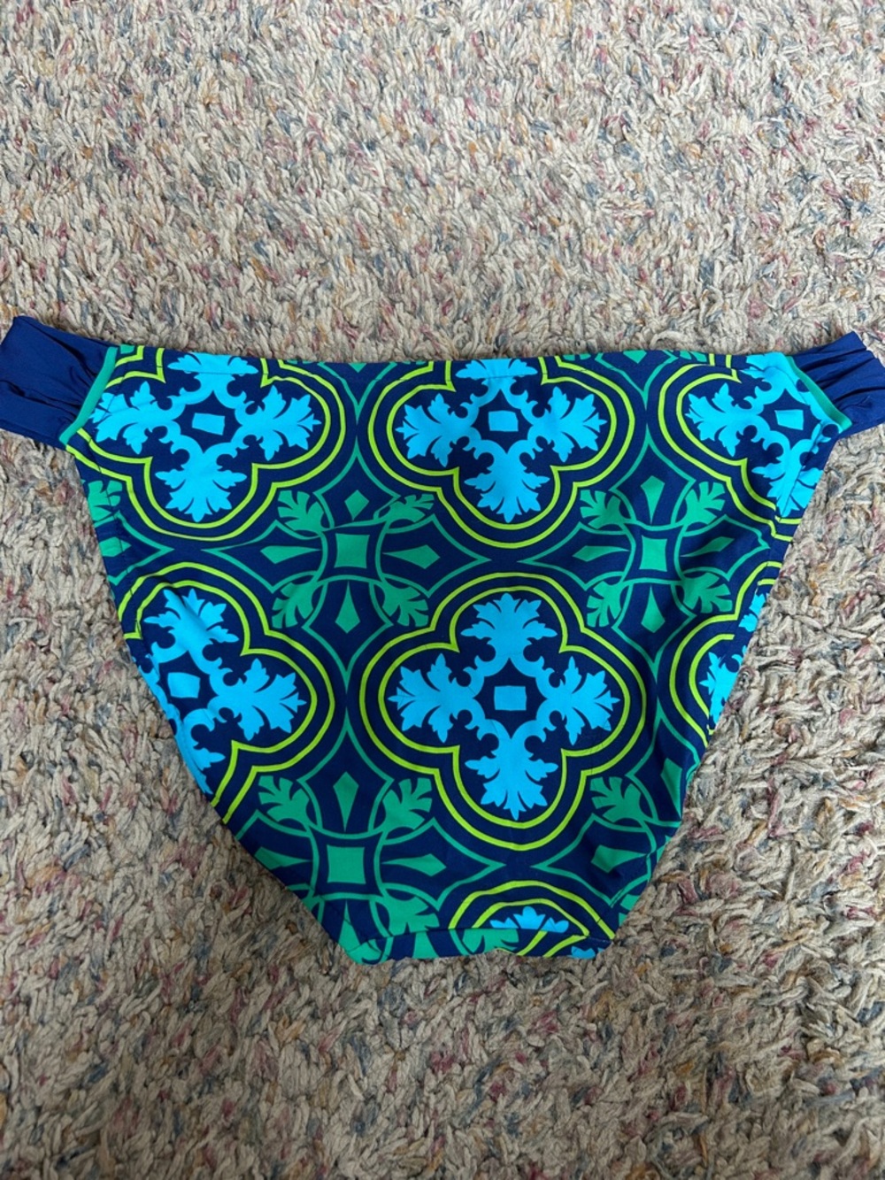 STYLUS Navy, Teal & Lime Tile-Print Bikini Bottom - Picture 3 of 3